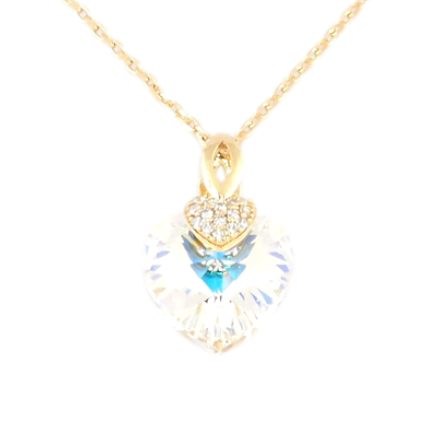 Кулон Xuping колір 18K з кр-ми Swarovski на ланцюжку Кристальне серце Shimmer довжина 39-44см фото №1