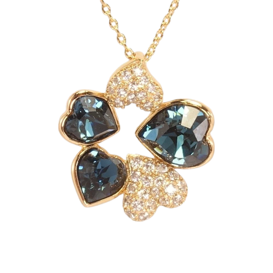 Кулон Xuping 18K з кристалами Swarovski на ланцюжку Віночок із сердець кристали Montana 40-45см фото №1