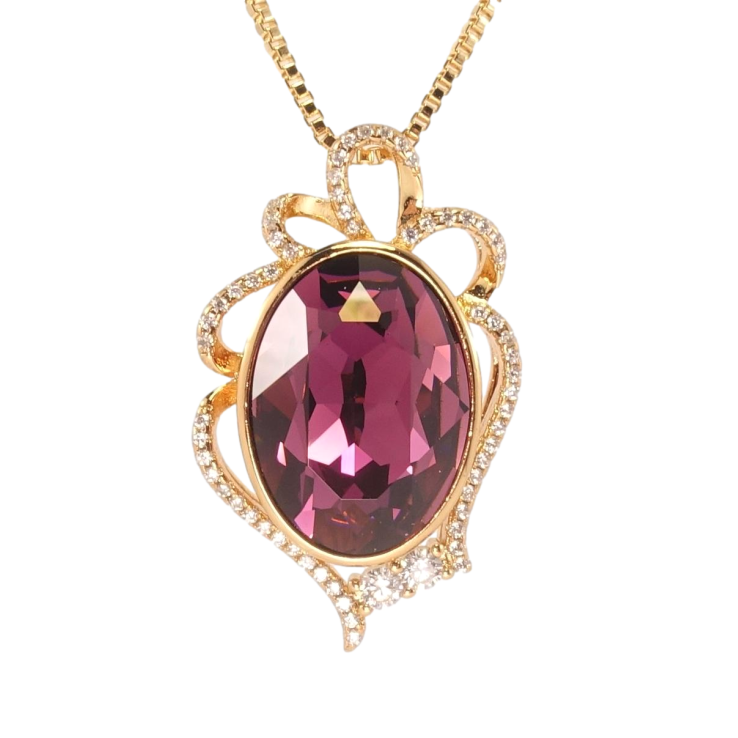 Кулон Xuping 18K с кристаллами Swarovski на цепочке Овальный кристалл Amethyst в фигурном обрамлении дл.46см фото №13