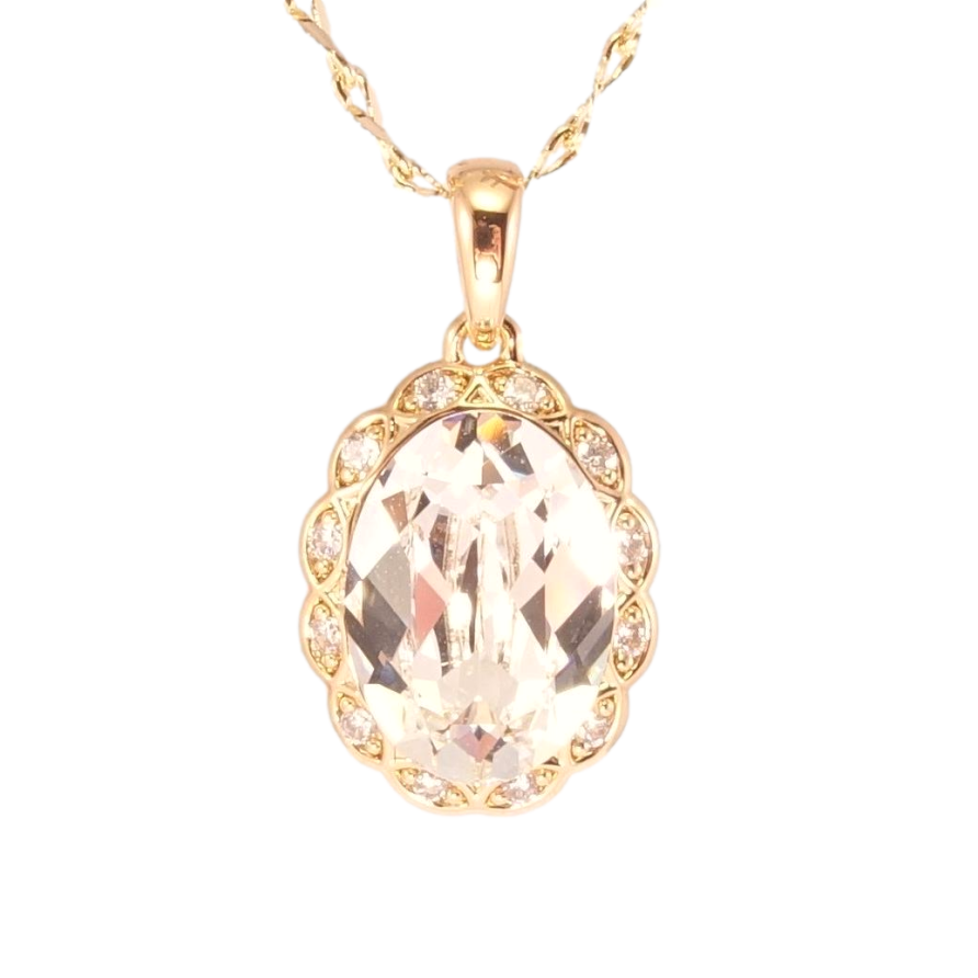 Кулон Xuping 18K з кр-ми Swarovski на ланцюжку Медальйон із кристалом Clear дл. 39.5-45см х 2мм фото №1