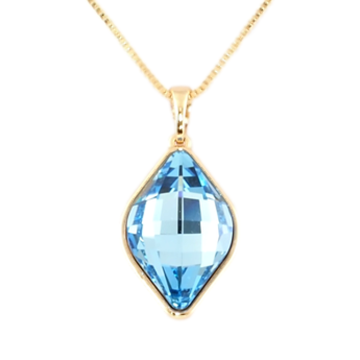 Кулон Xuping 18K с кр-ми Swarovski на цепочке Кристалл Aquamarine в ромбовой огранке дл. 40-45см х 1мм фото №19