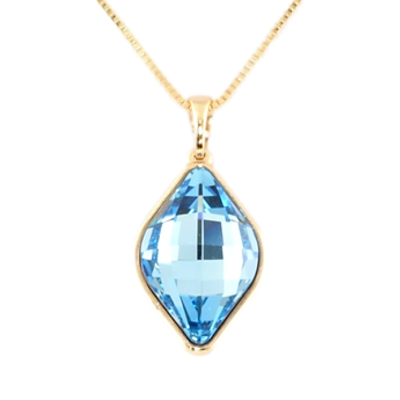 Кулон Xuping 18K з кр-ми Swarovski на ланцюжку Кристал Aquamarine в ромбовому ограновуванні дл. 40-45см х 1мм фото №4