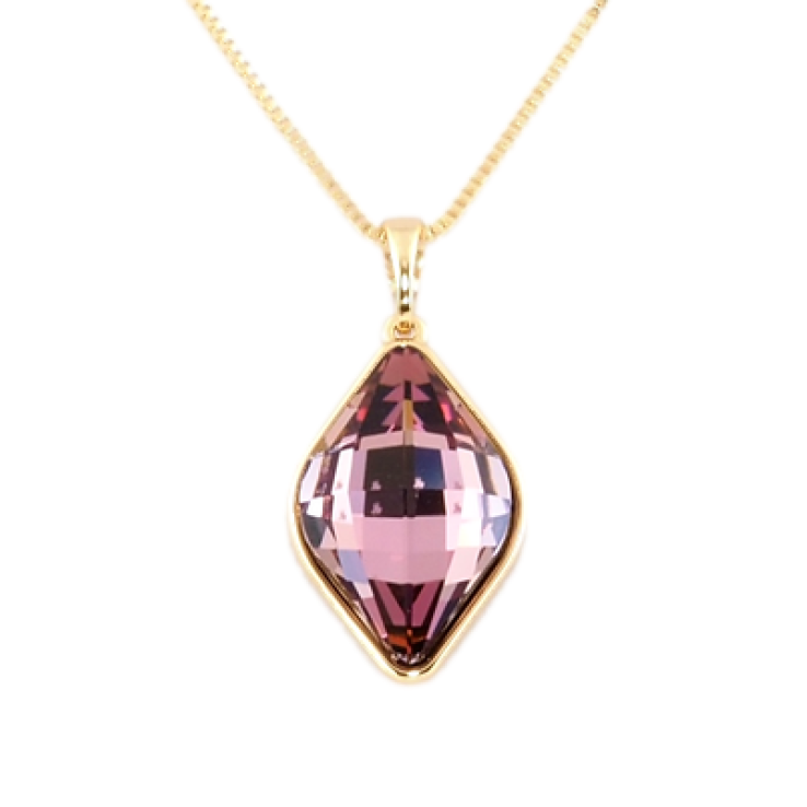 Кулон Xuping 18K с кр-ми Swarovski на цепочке Кристалл Amethyst в ромбовой огранке дл. 40-45,5см х 1мм фото №20