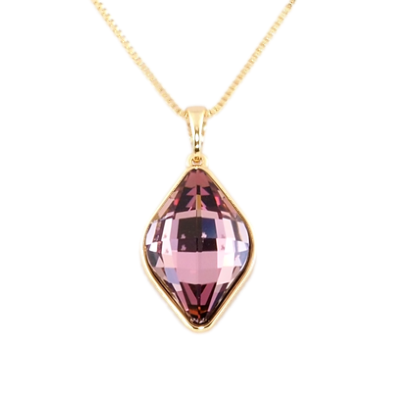 Кулон Xuping 18K з кр-ми Swarovski на ланцюжку Кристал Amethyst в ромбовому ограновуванні дл. 40-45,5см х 1мм фото №3