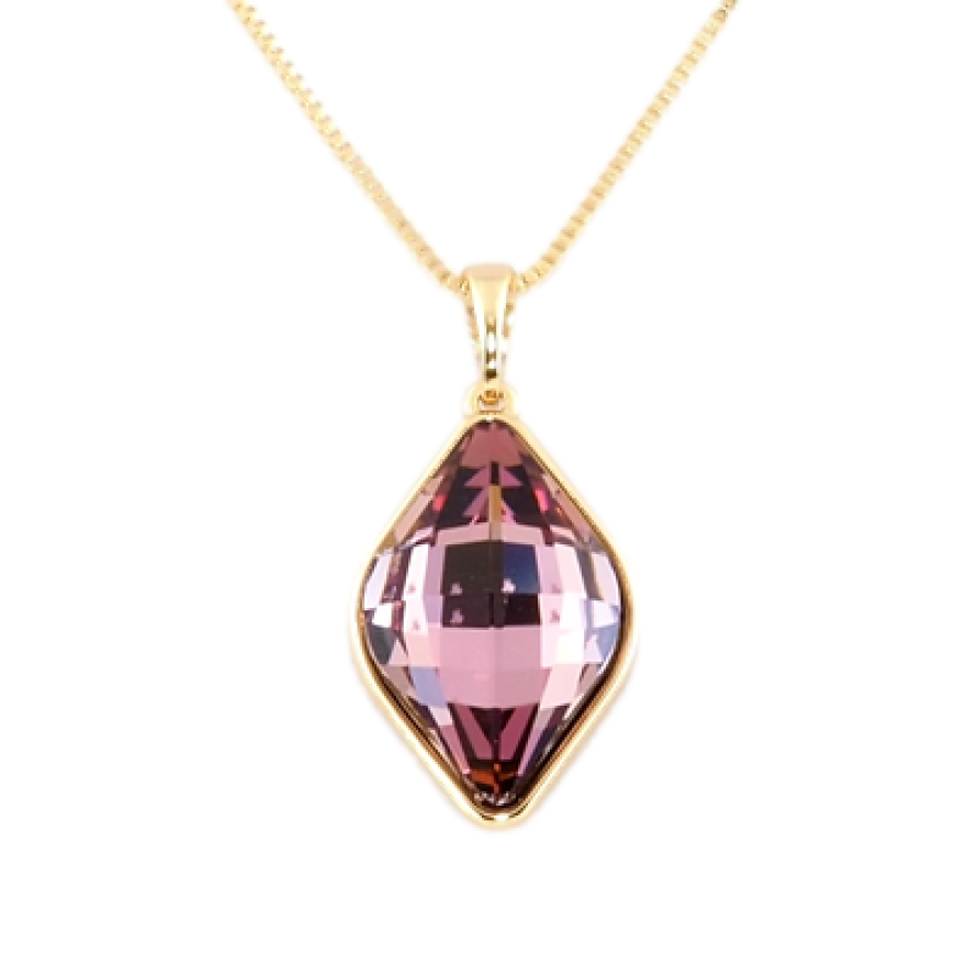 Кулон Xuping 18K з кр-ми Swarovski на ланцюжку Кристал Amethyst в ромбовому ограновуванні дл. 40-45,5см х 1мм фото №1