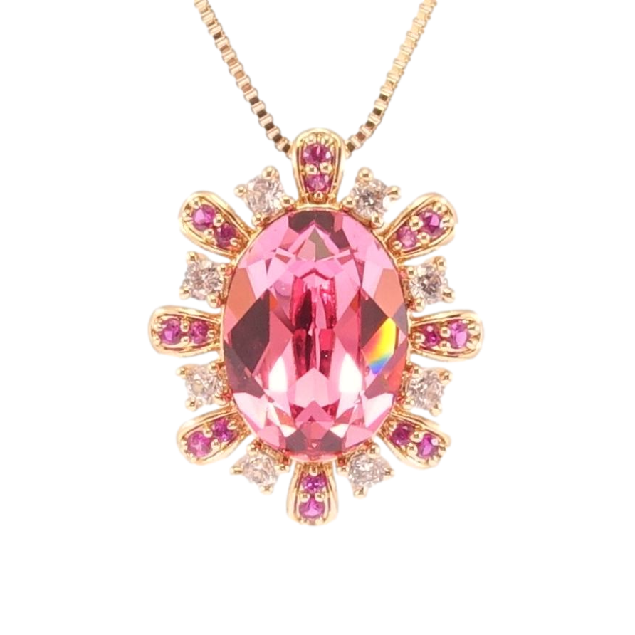 Кулон Xuping 18K з кр-ми Swarovski на ланцюжку Кристал Rose з промінчиками довжина 41.5-46.5см х 1мм фото №1