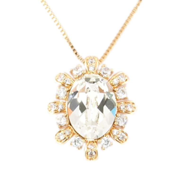 Кулон Xuping 18K с кр-ми Swarovski на цепочке Кристалл Clear с лучиками длина 40.5-46см х 1мм фото №1