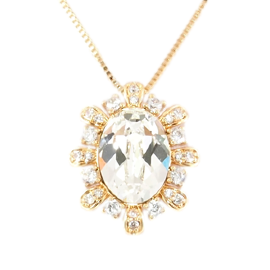 Кулон Xuping 18K з кр-ми Swarovski на ланцюжку Кристал Clear з промінчиками довжина 40.5-46см х 1мм фото №1