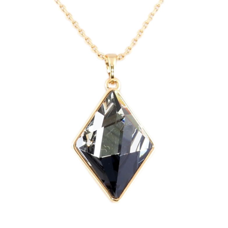 Кулон Xuping 18K з кр-ми Swarovski на ланцюжку Кристальний ромб Graphite довжина 39,5-44,5см х 1мм фото №1