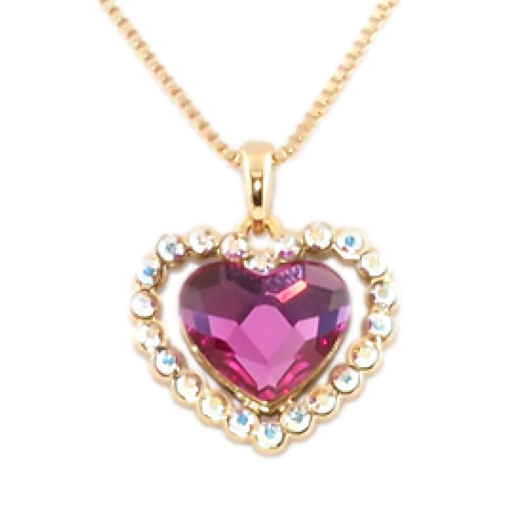 Кулон Xuping 18K с кр-ми Swarovski на цепочке Сердце Fuchsia в обрамлении мелких кр-лов АВ дл. 40-45см х 1мм фото №15