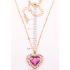 Кулон Xuping 18K з кр-ми Swarovski на ланцюжку Серце Fuchsia в обрамленні дрібних кр-лів АВ дл. 40-45см х 1мм фото №4