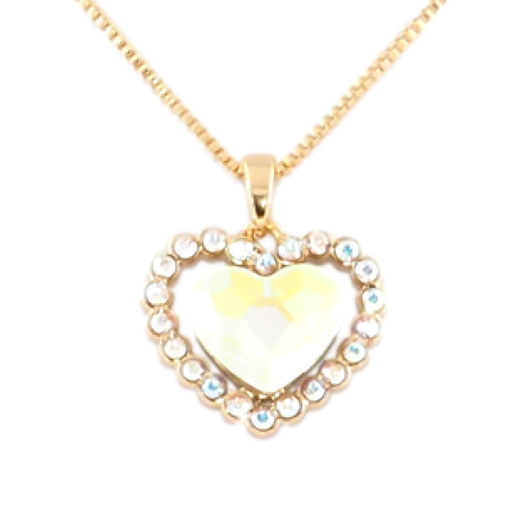 Кулон Xuping 18K з кр-ми Swarovski на ланцюжку Серце Aurore Boreale в обрамленні дрібних кр-лів дл. 40-45см фото №19