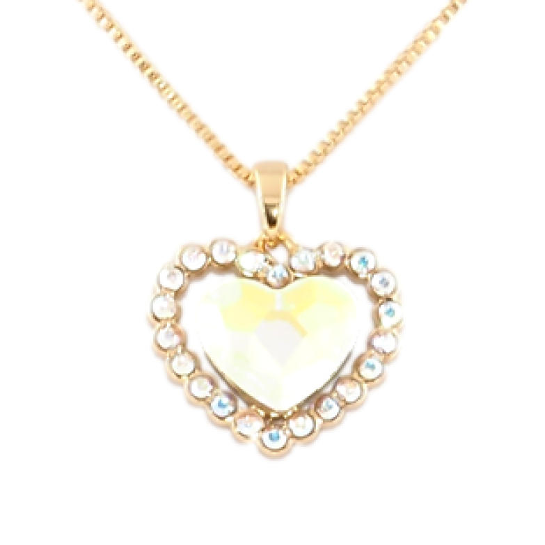 Кулон Xuping 18K з кр-ми Swarovski на ланцюжку Серце Aurore Boreale в обрамленні дрібних кр-лів дл. 40-45см фото №1