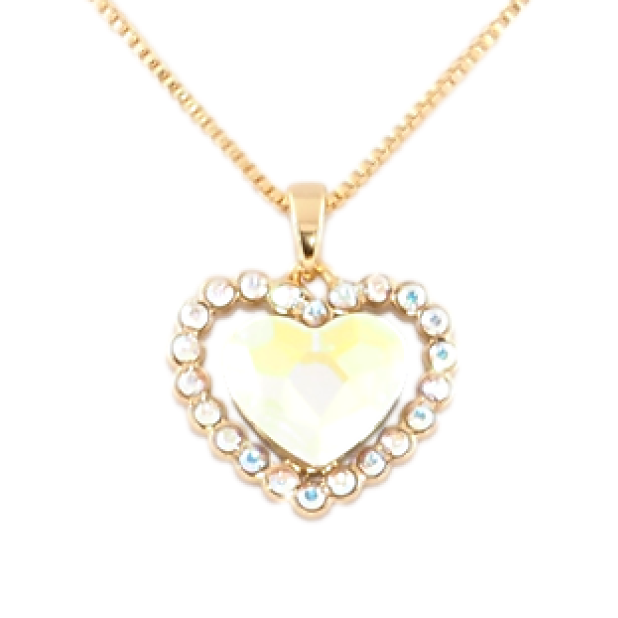 Кулон Xuping 18K з кр-ми Swarovski на ланцюжку Серце Aurore Boreale в обрамленні дрібних кр-лів дл. 40-45см фото №1