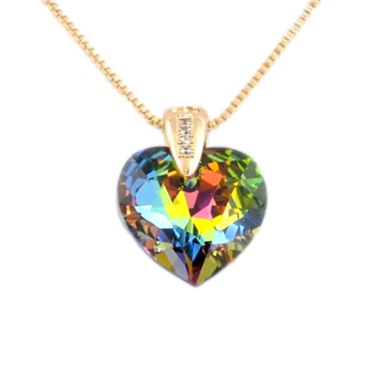 Кулон Xuping 18K з кр-ми Swarovski на ланцюжку Серце кристал Capri Blue дов. 39-44см х 1мм фото №17