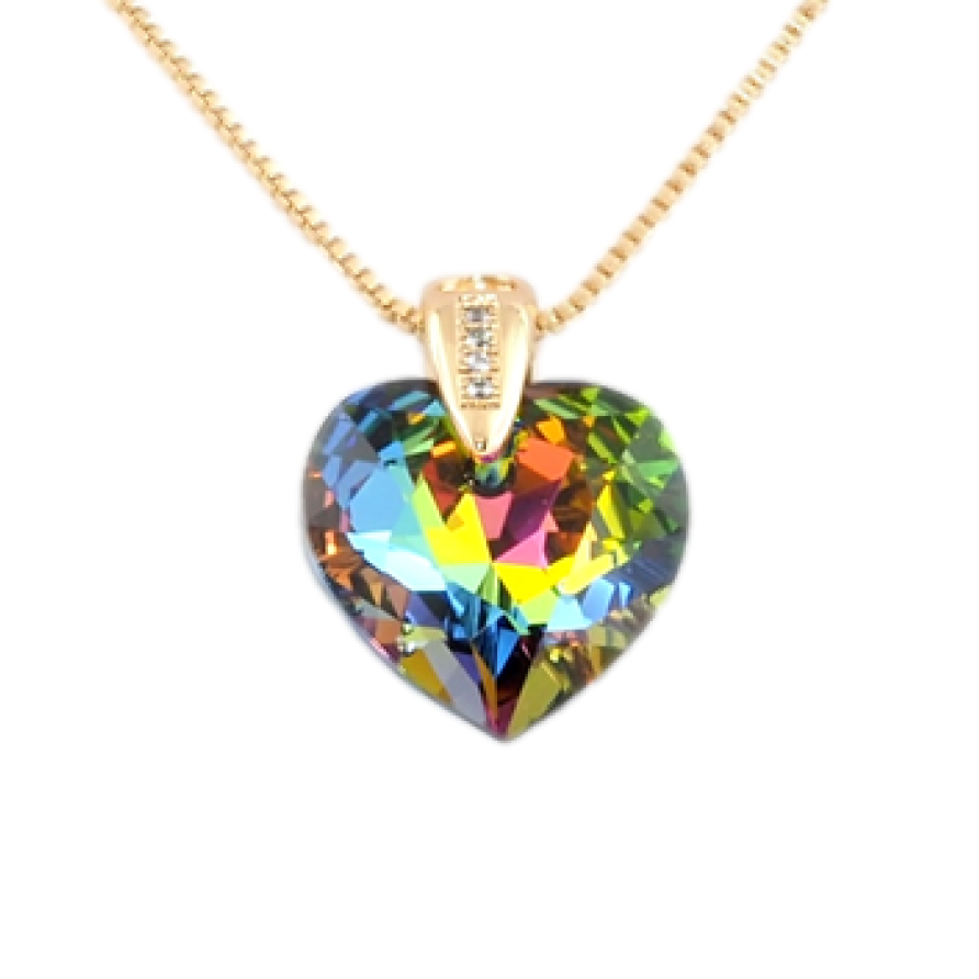 Кулон Xuping 18K з кр-ми Swarovski на ланцюжку Серце кристал Capri Blue дов. 39-44см х 1мм фото №1