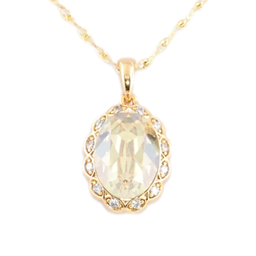 Кулон Xuping 18K з кр-ми Swarovski на ланцюжку Медальйон з кристалом Golden Shadow дл. 40-45см х фото №1