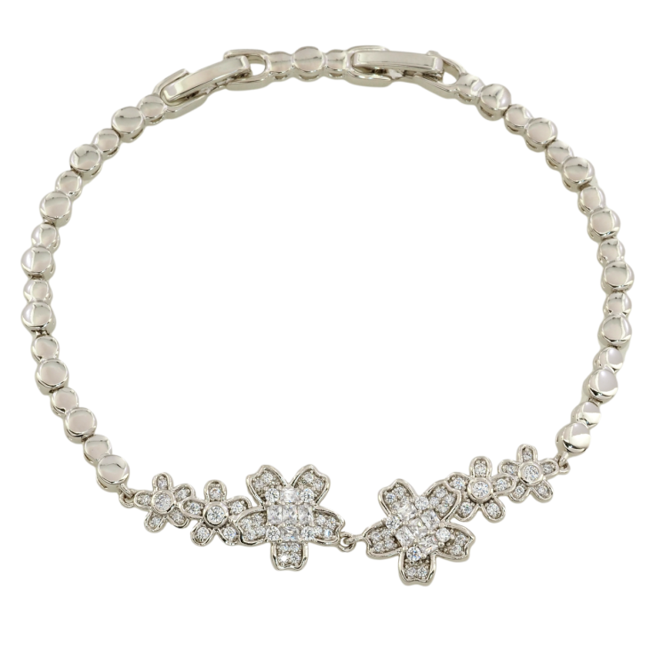 Браслет Xuping Родий Цветочный узор с цирконием размер с доп. замком 17,19см х 3мм фото №2