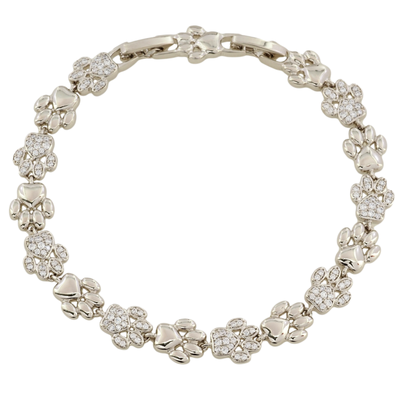 Браслет Xuping Родий Лапки с цирконием размер с доп. замком 17,19см х 8мм фото №1