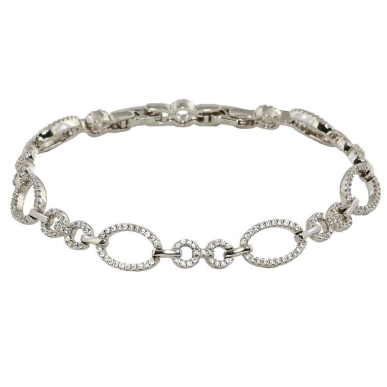 Браслет Xuping Родий Звенья с цирконием размер с доп. замком 17,19.5см х 5-9мм фото №1