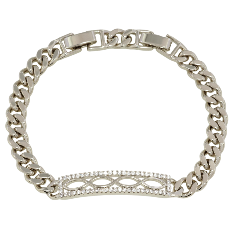 Браслет Xuping Родій Ланцюжок Панцирний з декоративною вставкою довжина з дод. замком 17,19.5см х 6мм фото №6