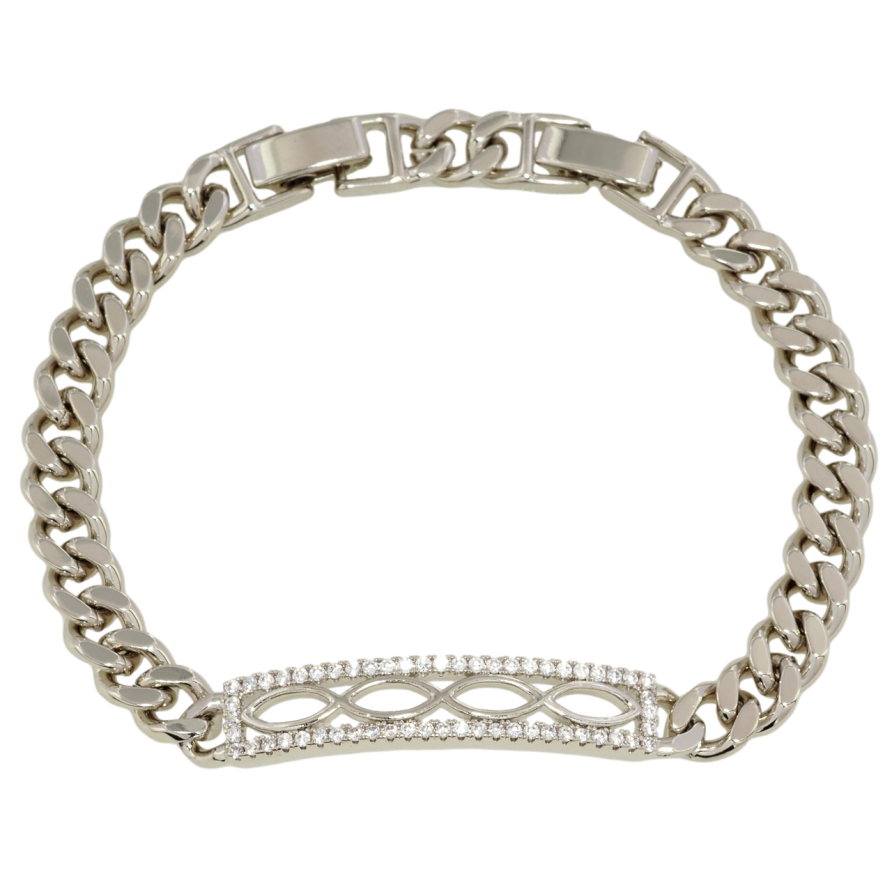 Браслет Xuping Родій Ланцюжок Панцирний з декоративною вставкою довжина з дод. замком 17,19.5см х 6мм фото №1