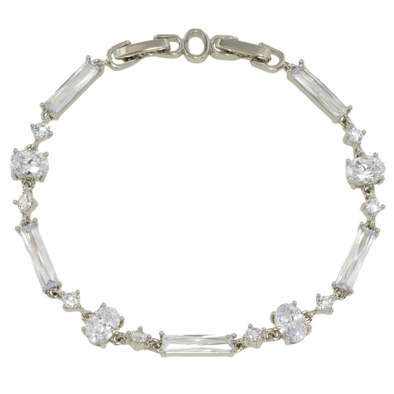 Браслет Xuping Родий Кристальные звенья размер с доп. замком 17,19см х 3-6мм фото №1