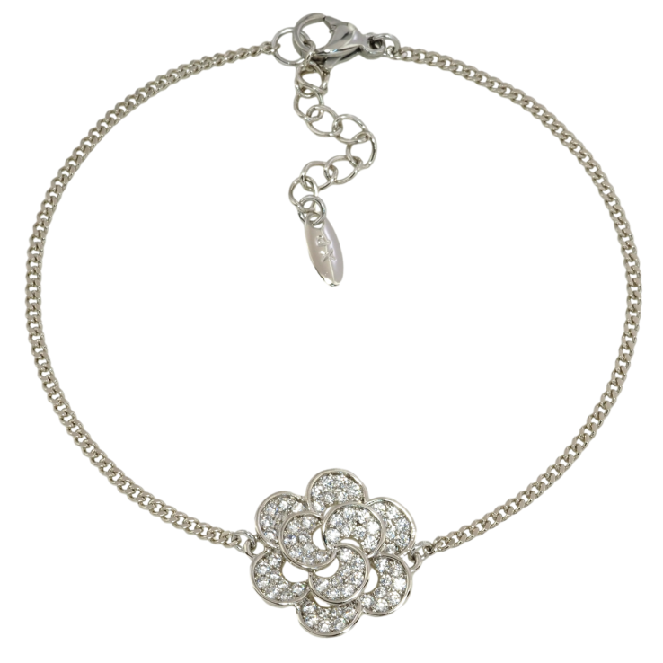 Браслет Xuping Родій Ланцюжок панцирний з квітковою вставкою довжина з дод. ланцюжком 17.5-20.5см х 1.5мм фото №5