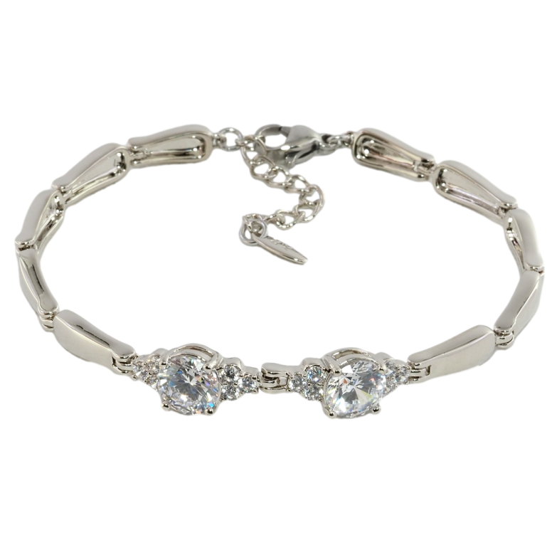 Браслет Xuping Родий Кристальная вставка размер с доп. цепочкой 17-20см х 4мм фото №1