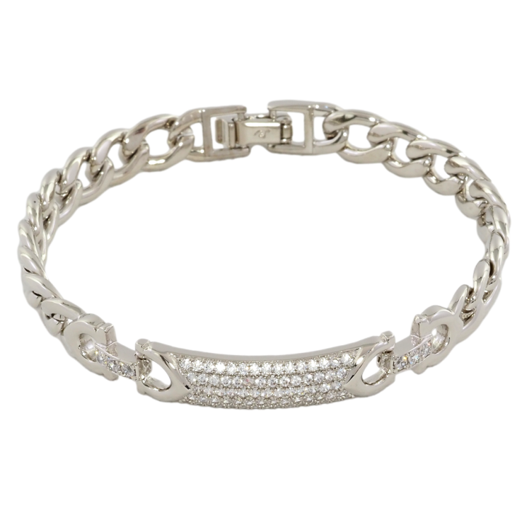 Браслет Xuping Родий Панцирная цепочка с декоративной вставкой размер 18.5см х 7мм фото №12