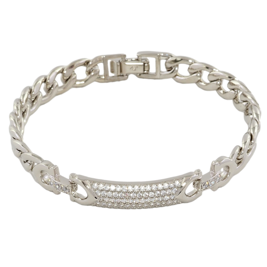 Браслет Xuping Родий Панцирная цепочка с декоративной вставкой размер 18.5см х 7мм фото №1