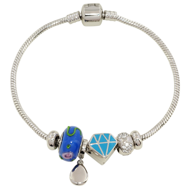 Браслет Xuping Родій У стилі Pandora Ювелірний шнур з намистинами довжина 21см х 2.5мм фото №23