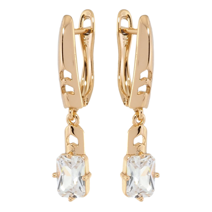 Серьги Xuping Позолота 18K английский замок Подвески с фианитами фото №11