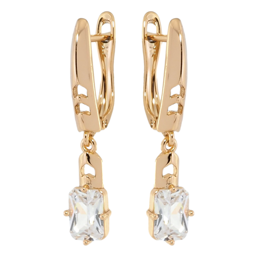 Сережки Xuping Позолота 18K англійський замок Підвіски з фіанітами фото №1