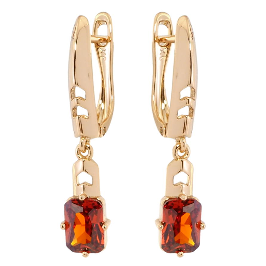 Серьги Xuping Позолота 18K английский замок Подвески с красными фианитами фото №1