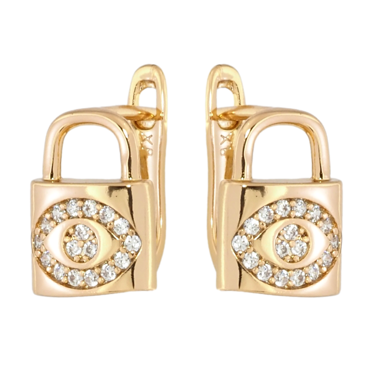 Серьги Xuping Позолота 18K английский замок Замочки с узором цирконием фото №20