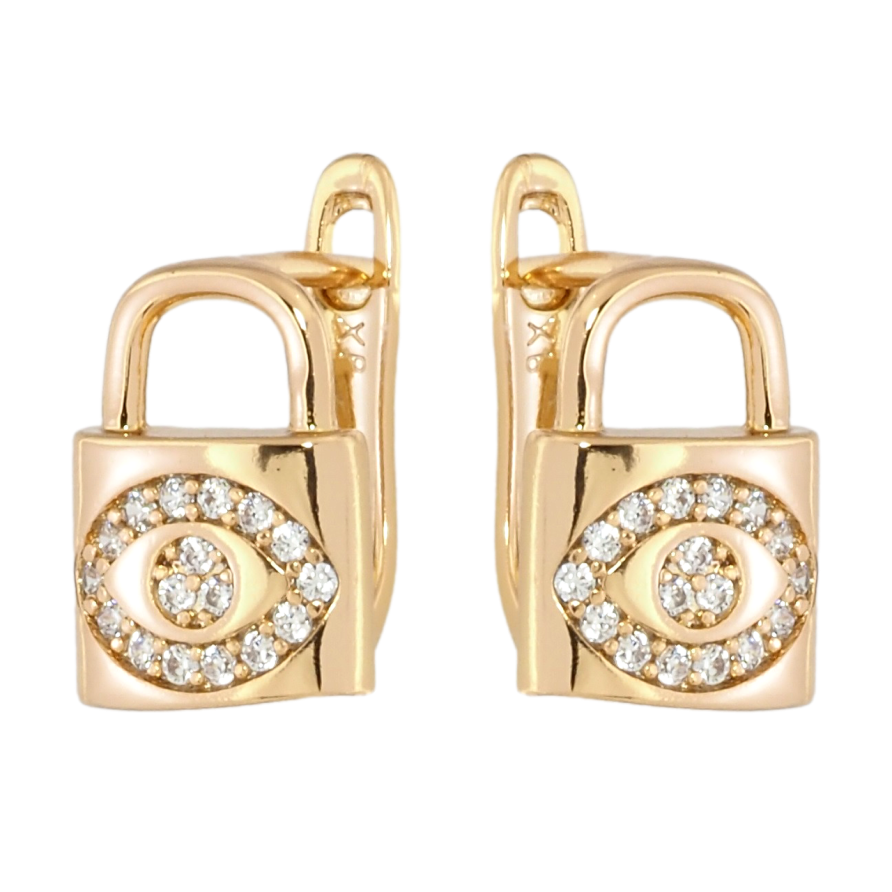 Сережки Xuping Позолота 18K англійський замок Замочки з візерунком цирконієм фото №1