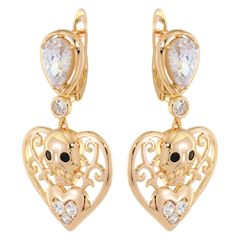 Сережки Xuping Позолота 18K англійський замок Підвіски декоративні серця фото №9