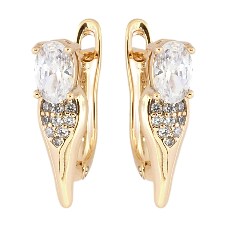 Серьги Xuping Позолота 18K английский замок Фианиты на лепестках с цирконием фото №11
