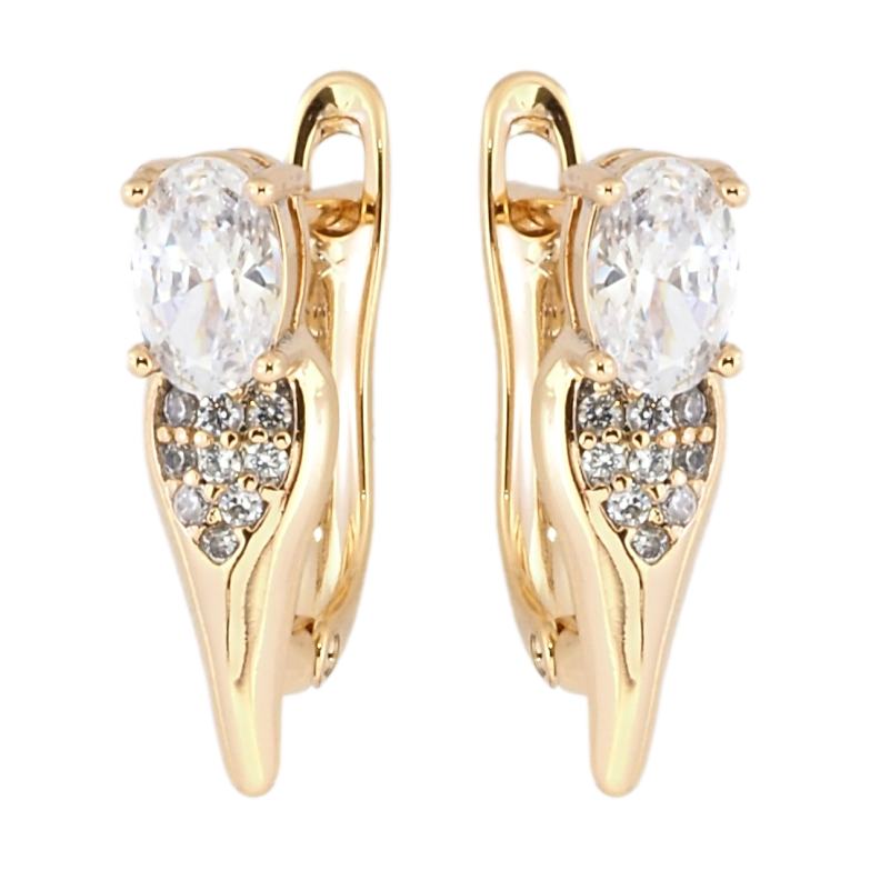 Серьги Xuping Позолота 18K английский замок Фианиты на лепестках с цирконием фото №1