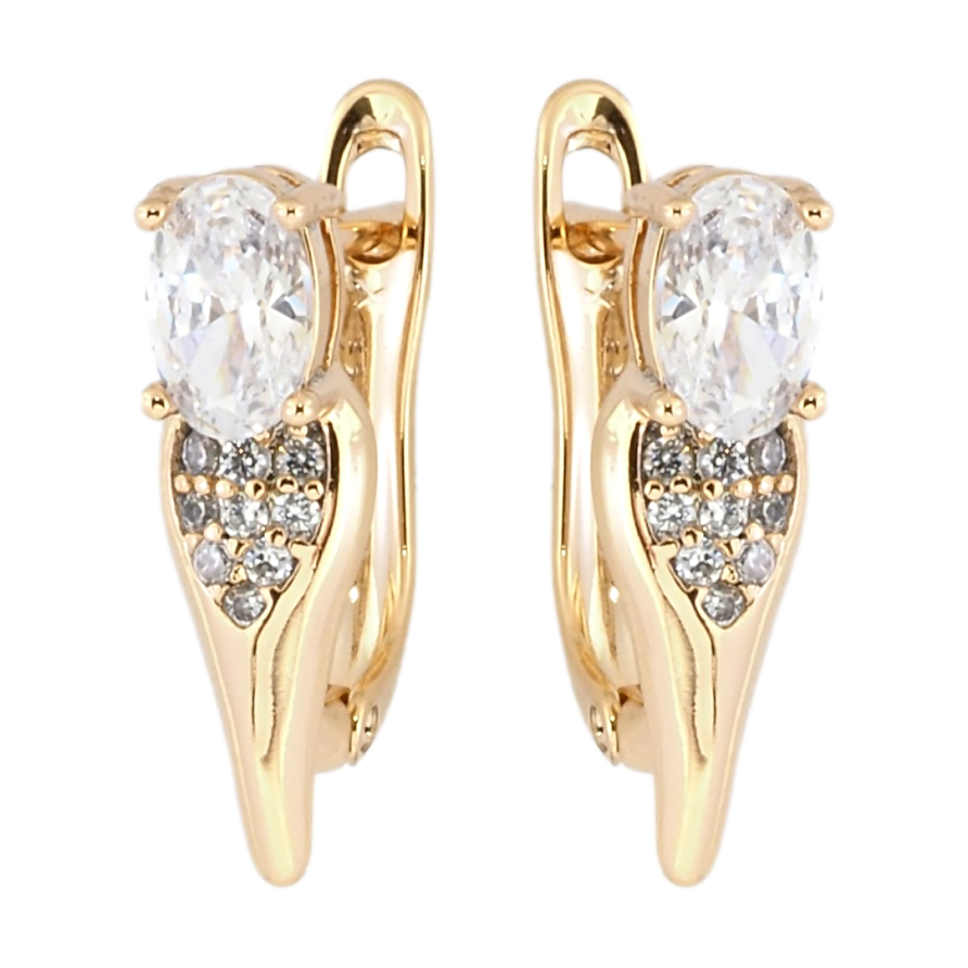 Серьги Xuping Позолота 18K английский замок Фианиты на лепестках с цирконием фото №1