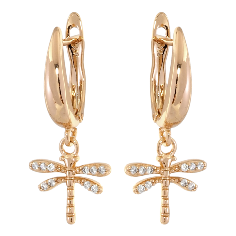 Серьги Xuping Позолота 18K английский замок Стрекозы фото №1