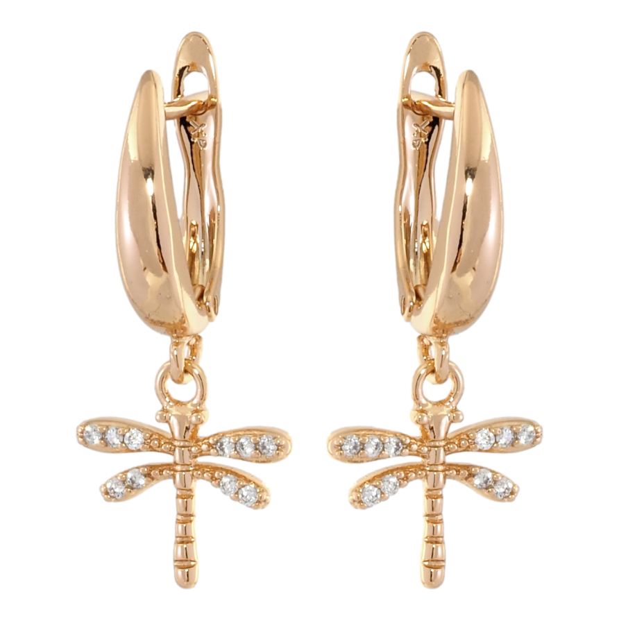 Серьги Xuping Позолота 18K английский замок Стрекозы фото №1