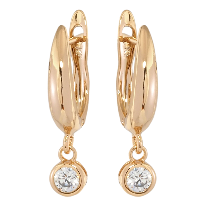 Серьги Xuping Позолота 18K английский замок Кристальные подвески ø 5мм фото №1