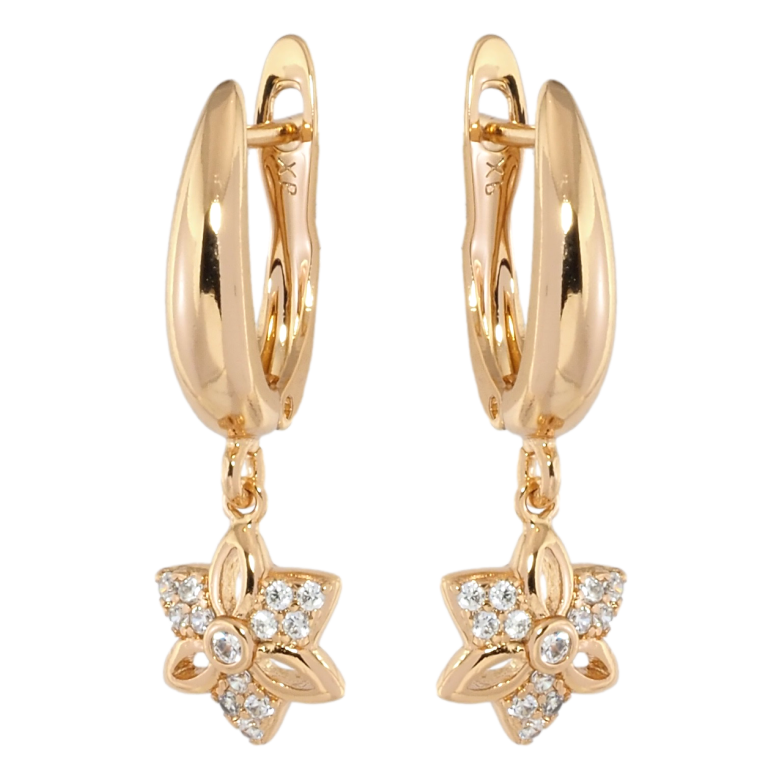 Серьги Xuping Позолота 18K английский замок Подвески звездочки с цирконием фото №1
