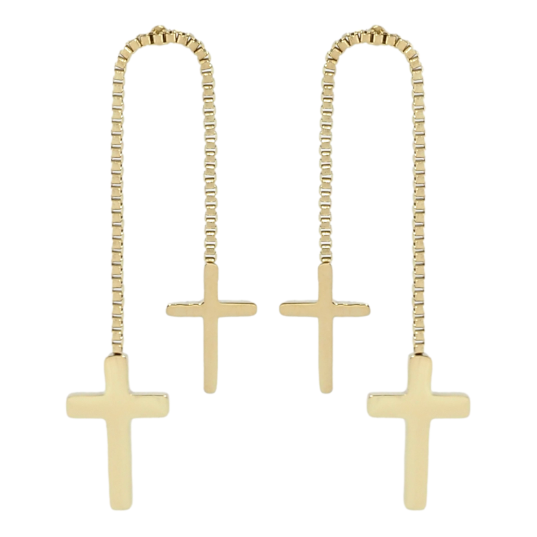 Серьги Xuping TTM Stainless Steel цвет 14K пусеты Подвески Крестики на цепочке фото №4