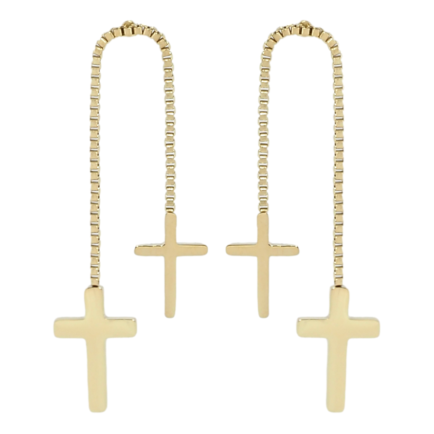 Серьги Xuping TTM Stainless Steel цвет 14K пусеты Подвески Крестики на цепочке фото №1