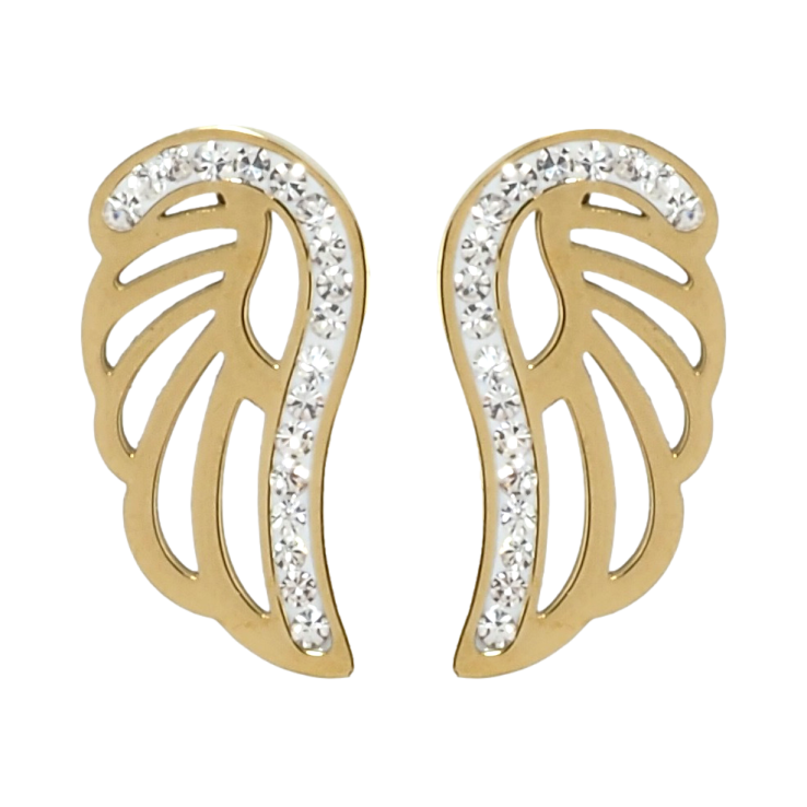 Серьги Xuping TTM Stainless Steel цвет 14K пусеты Крылья с цирконием фото №17