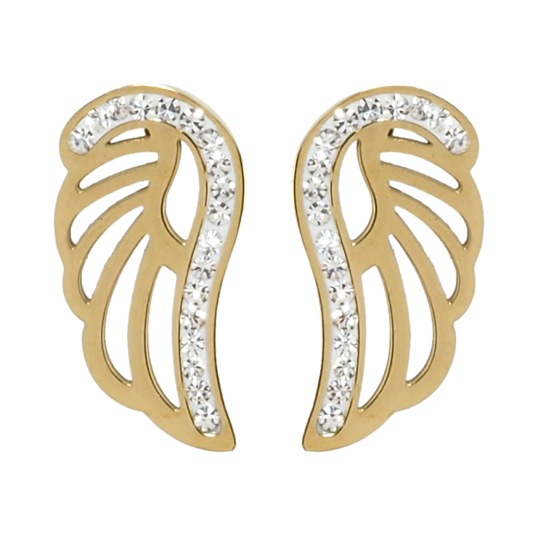 Серьги Xuping TTM Stainless Steel цвет 14K пусеты Крылья с цирконием фото №12