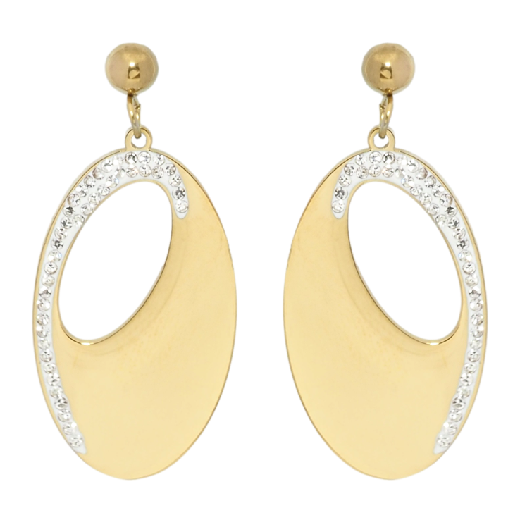 Серьги Xuping TTM Stainless Steel цвет 14K пусеты Овальные подвески с цирконием фото №16